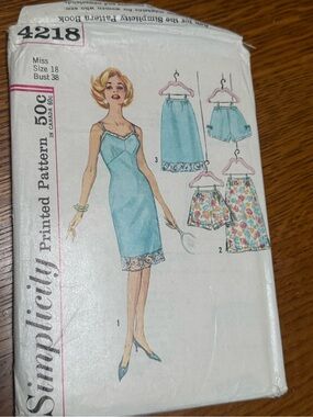 Vtg Simplicity 4218 Sewing Pattern RARE Size 18 Bust 38 Slip Panties Half Slip